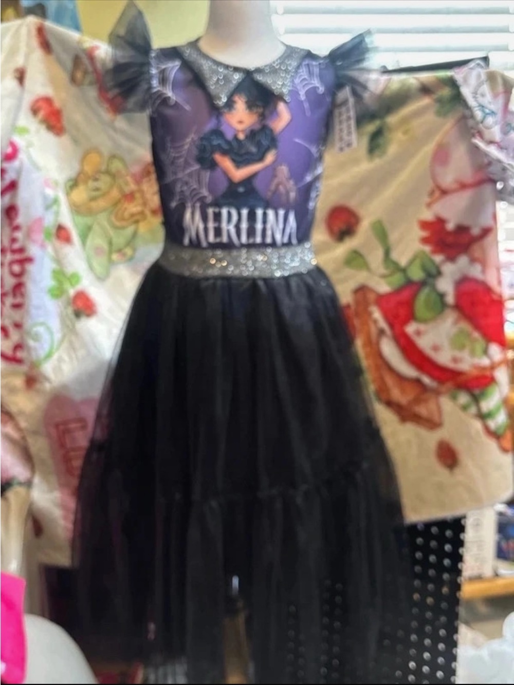 Beginning Boutique Purple and Black MerlinA Tulle Dress